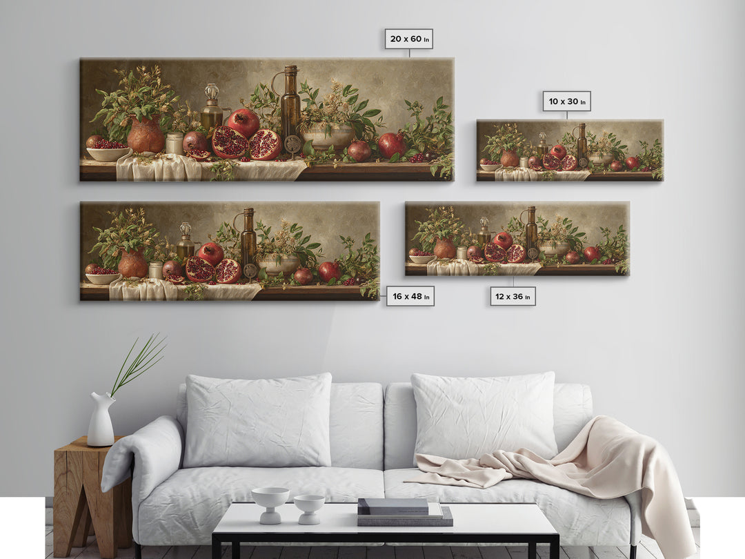 Figs Pomegranates and Linen Composition Canvas Print, Kitchen Art, Kitchen Art Print, Kitchen Decor, Abstract Art, Kitchen, KIT-3x1-14