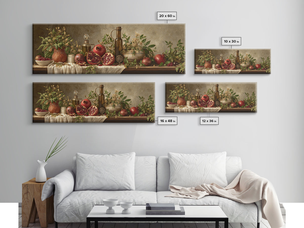 Figs Pomegranates and Linen Composition Canvas Print, Kitchen Art, Kitchen Art Print, Kitchen Decor, Abstract Art, Kitchen, KIT-3x1-14