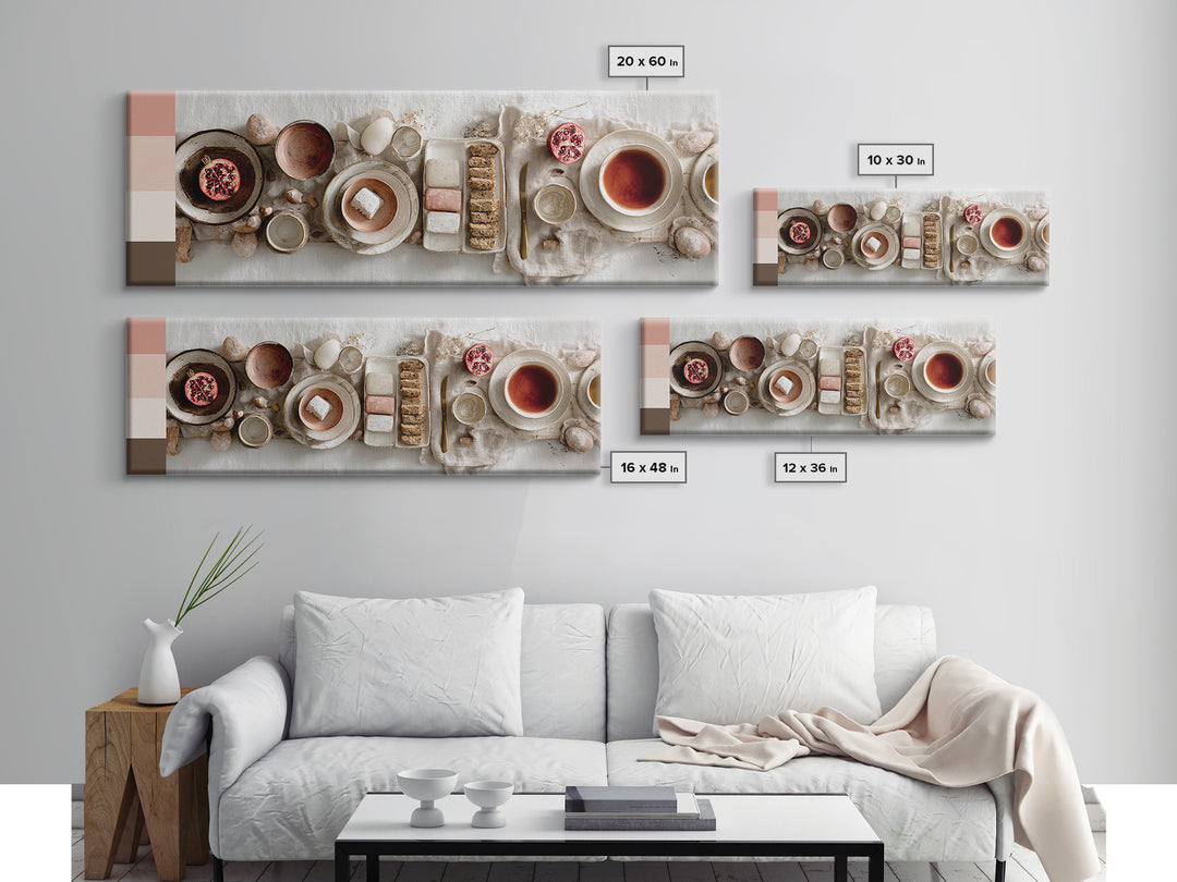 Figs Pomegranates and Linen Composition Canvas Print, Kitchen Art, Digital Art, Kitchen Decor, Kitchen, Minimalist Wall Art, KIT-3x1-38