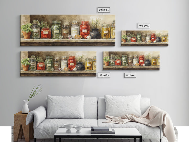 Watercolor Spice Jars Without Readable Labels Canvas Print, Kitchen Art, Kitchen Decor, Kitchen, Kitchen Art Print, KIT-3x1-5