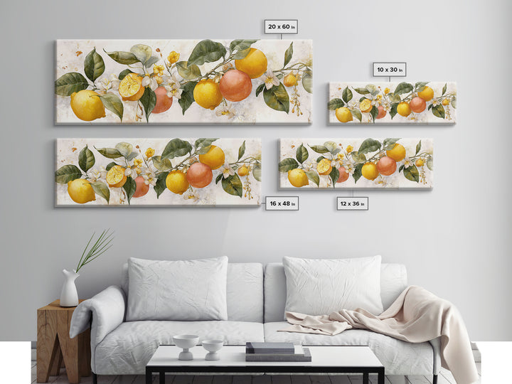Orange Citrus Botanical Branch Framed Canvas Print, Kitchen Art, Kitchen Decor, Oil Painting, Kitchen, Kitchen Wall Decor, KIT-3x1-51