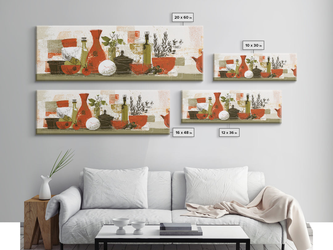 Kitchen Utensil Silhouettes Canvas Print, Kitchen Art, Kitchen Prints, Kitchen Decor, Abstract Art, Kitchen, Statement Artwork, KIT-3x1-61