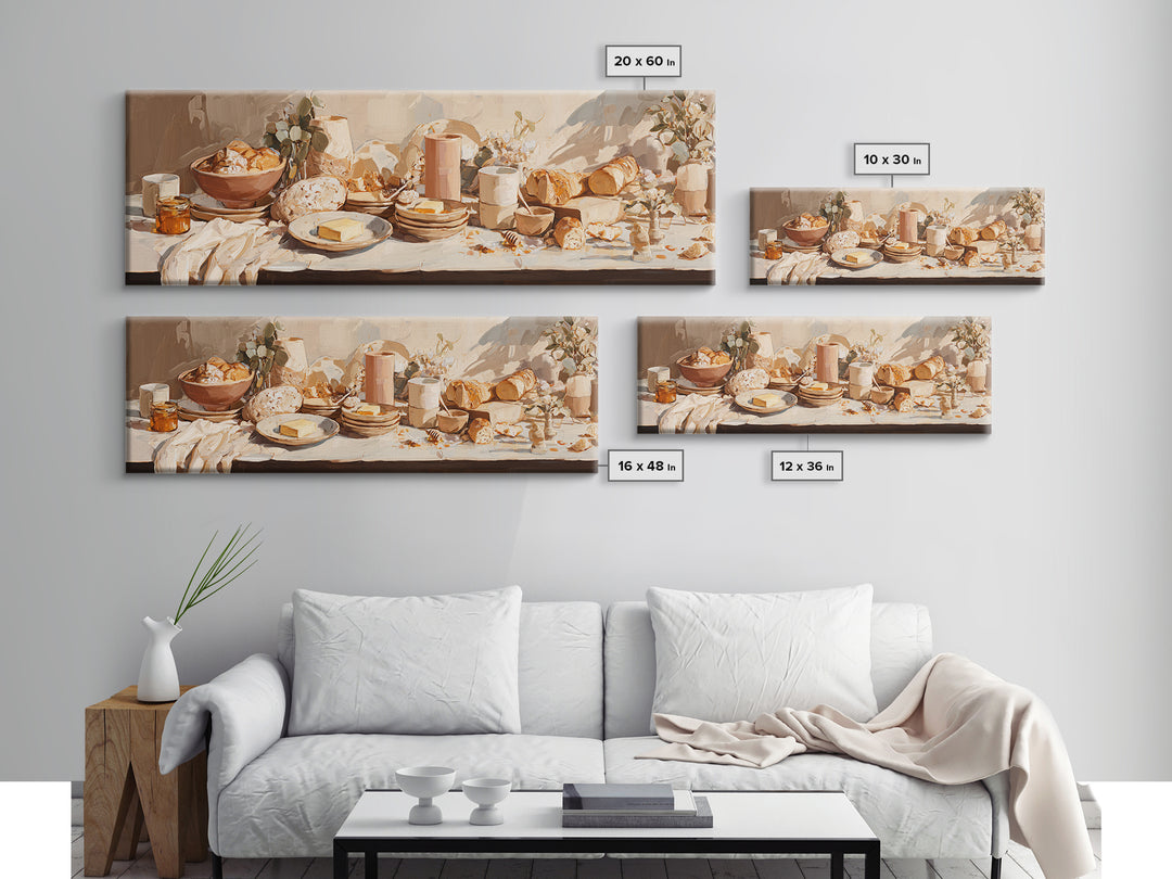 Fresh Bread with Butter and Honey Framed Canvas Print, Kitchen Art, Kitchen Wall Art, Kitchen Decor, Fine Art, Kitchen, KIT-3x1-82