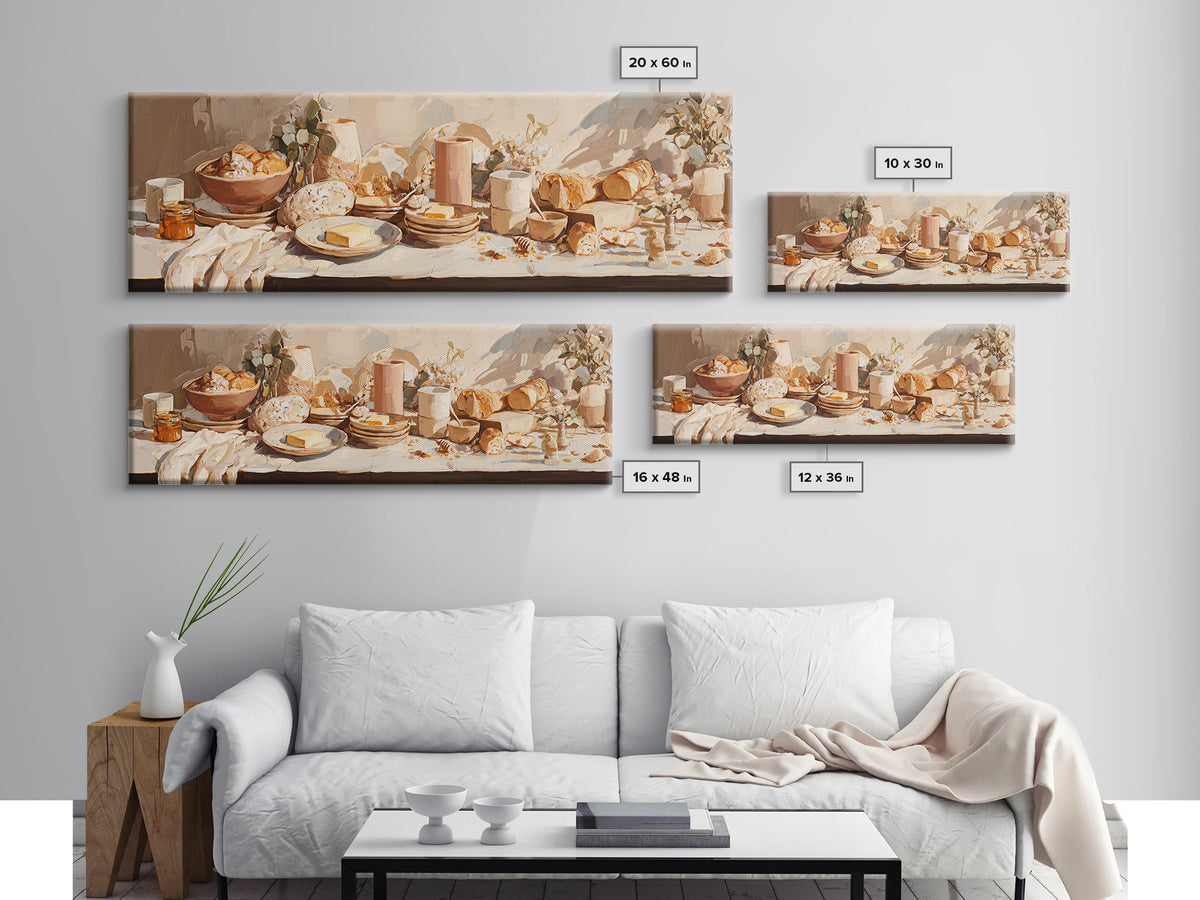 Fresh Bread with Butter and Honey Framed Canvas Print, Kitchen Art, Kitchen Wall Art, Kitchen Decor, Fine Art, Kitchen, KIT-3x1-82