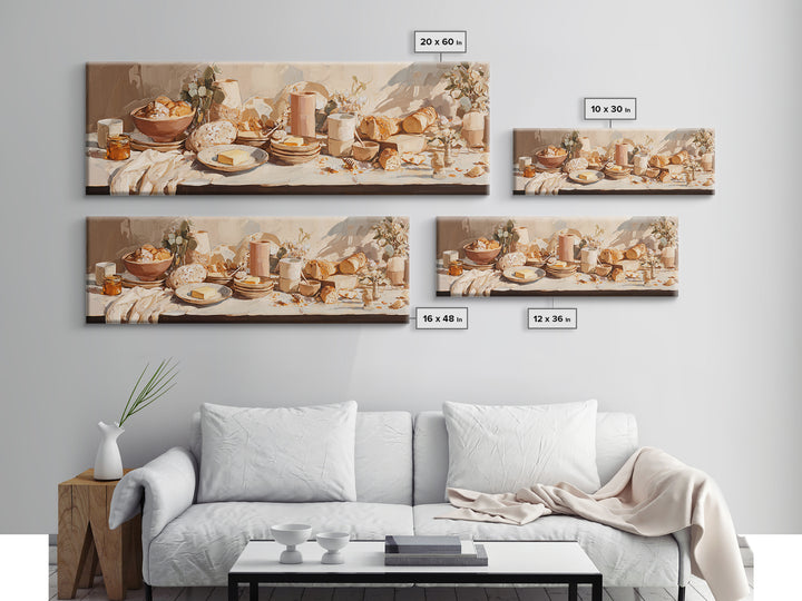 Fresh Bread with Butter and Honey Framed Canvas Print, Kitchen Art, Kitchen Wall Art, Kitchen Decor, Fine Art, Kitchen, KIT-3x1-82