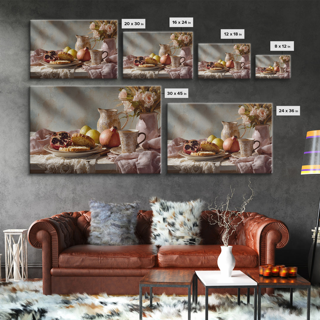 Figs Pomegranates and Linen Composition Canvas Print, Kitchen Art, Digital Wall Art, Kitchen Decor, Abstract Art, Kitchen, KIT-3x2-26