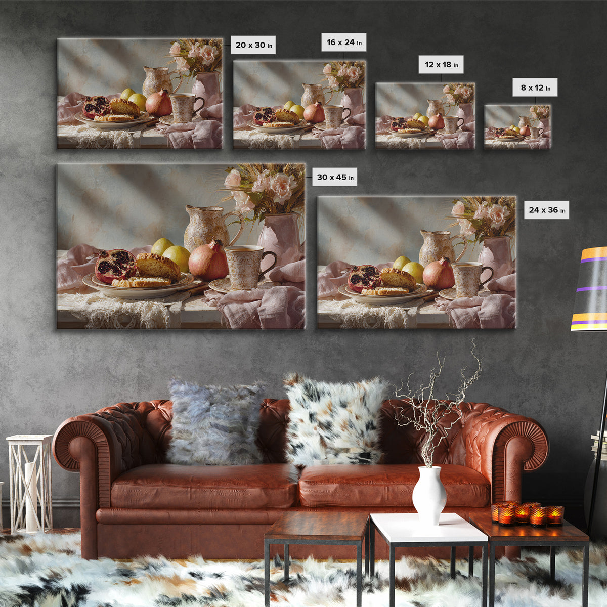 Figs Pomegranates and Linen Composition Canvas Print, Kitchen Art, Digital Wall Art, Kitchen Decor, Abstract Art, Kitchen, KIT-3x2-26