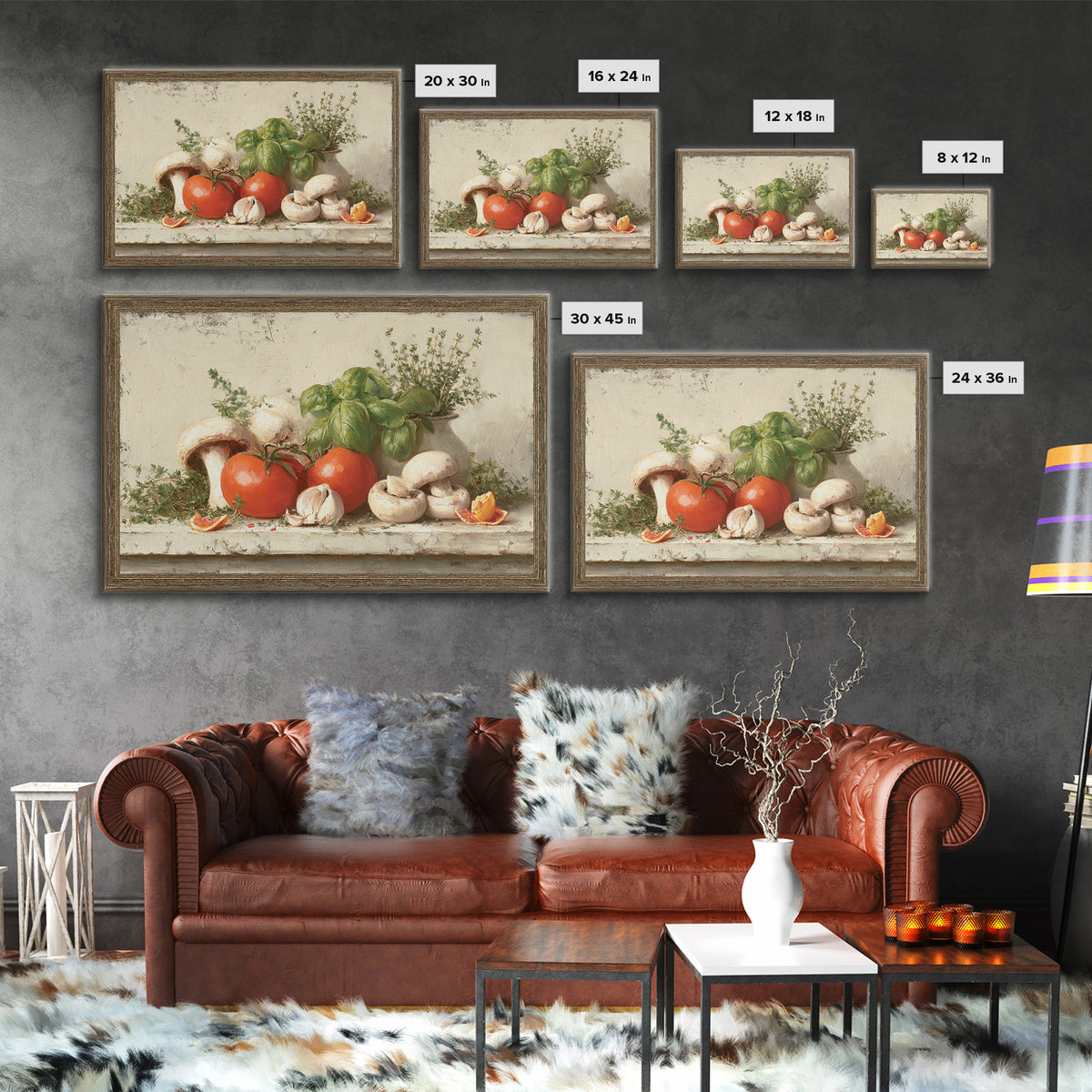 Mushrooms and Thyme Botanical Study Canvas Print, Kitchen Art, Kitchen Art Print, Kitchen Decor, Fine Art, Kitchen, KIT-3x2-43
