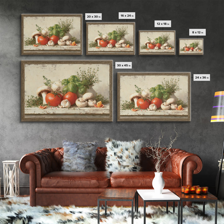 Mushrooms and Thyme Botanical Study Canvas Print, Kitchen Art, Kitchen Art Print, Kitchen Decor, Fine Art, Kitchen, KIT-3x2-43