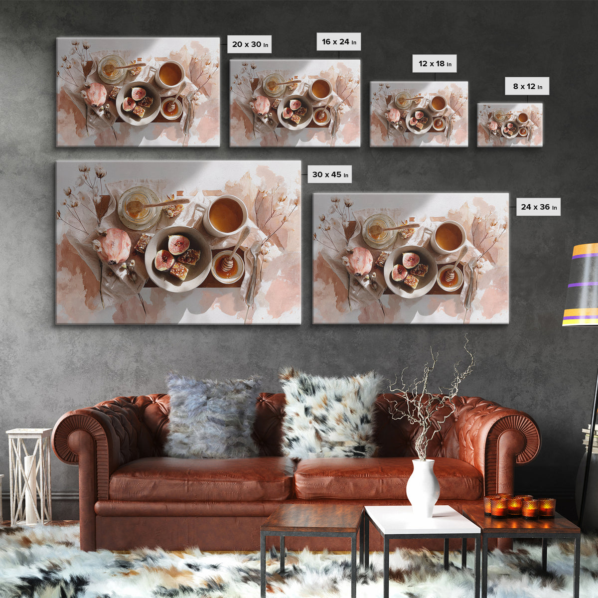 Figs Pomegranates and Linen Composition Canvas Print, Kitchen Art, Coffee Art, Kitchen Decor, Fine Art, Kitchen, Fine Art Print, KIT-3x2-98