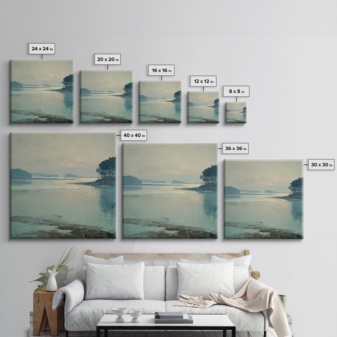 Fjord Landscape with Icy Blue Water Canvas Print, Landscape Art, Digital Print, Living Room Decor, Fine Art, Horizon, LAN-1x1-15