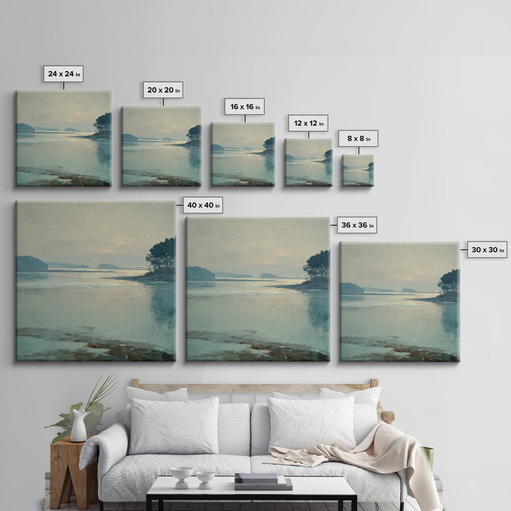 Fjord Landscape with Icy Blue Water Canvas Print, Landscape Art, Digital Print, Living Room Decor, Fine Art, Horizon, LAN-1x1-15