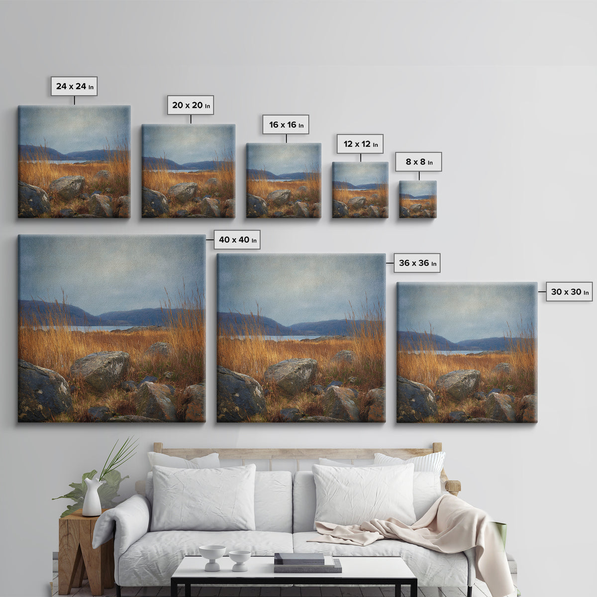 Rocky Scottish Highland Canvas Print, Landscape Art, Gallery Decor, Living Room Decor, Fine Art, Horizon, Wall Art, Home Decor, LAN-1x1-17