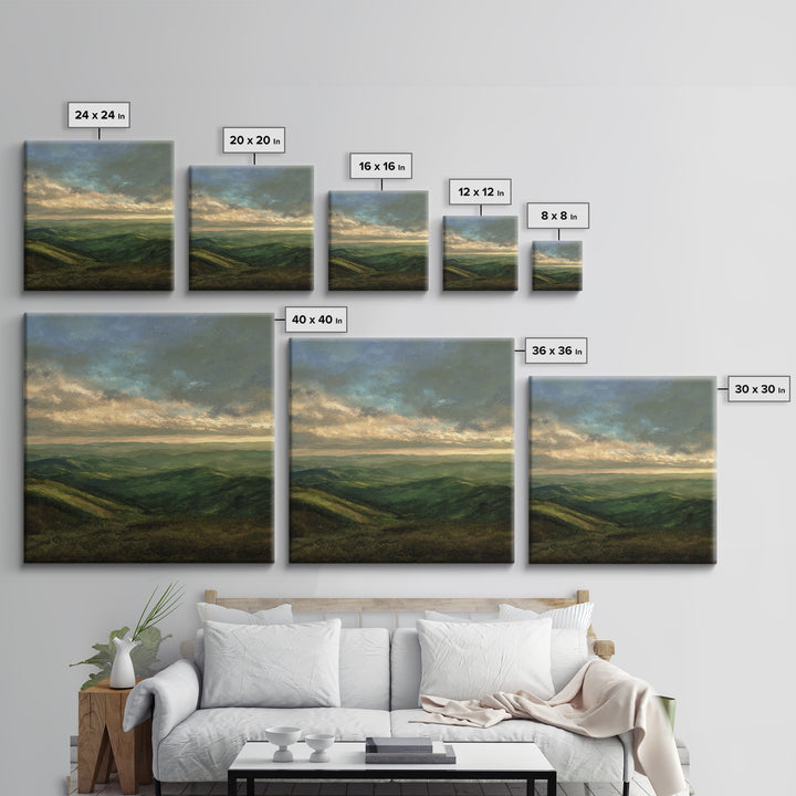 Rolling Green Hills Canvas Print, Landscape Art, Floral Wall Art, Living Room Decor, Fine Art, Horizon, Minimalist Decor, LAN-1x1-30