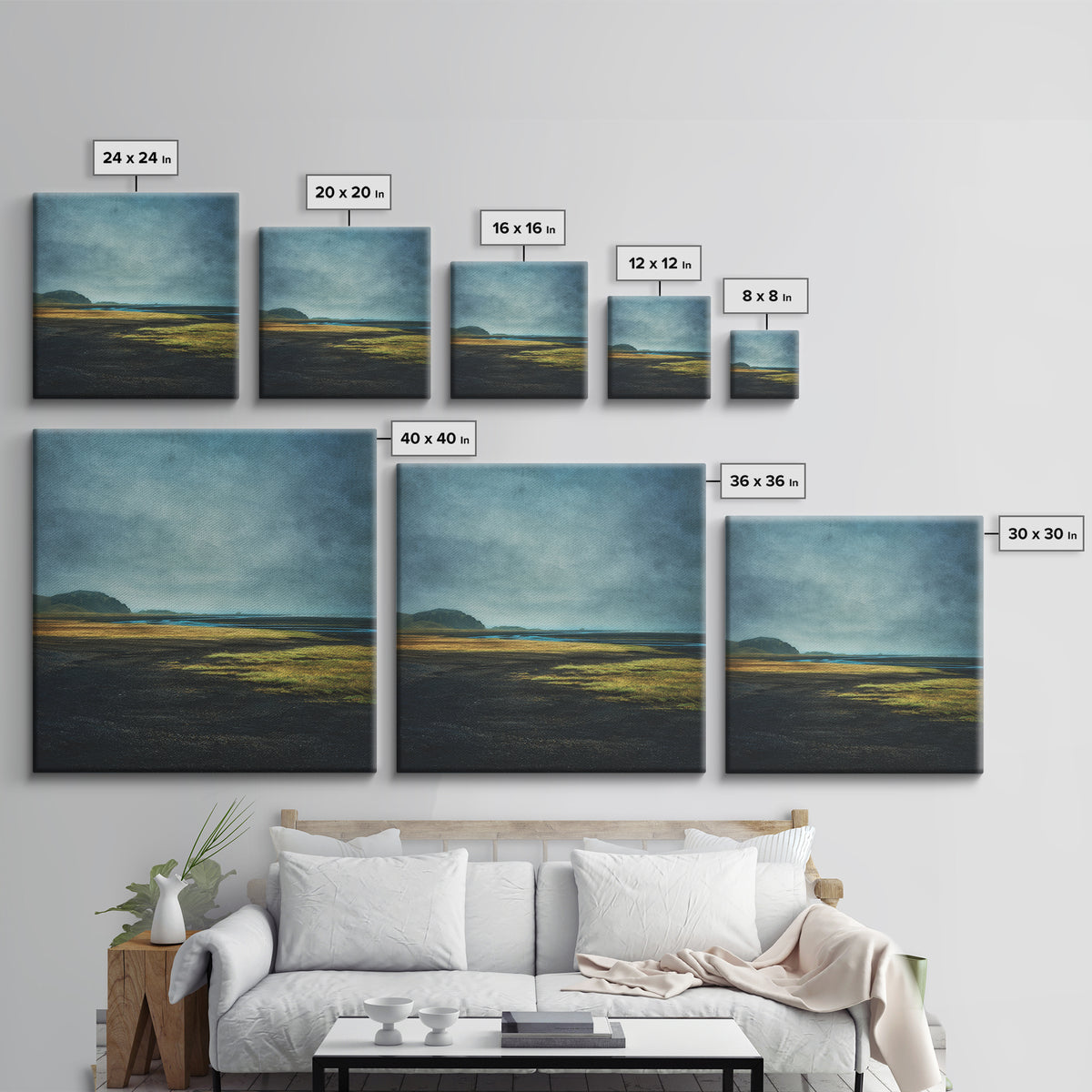 Volcanic Black Beach Framed Canvas Print, Landscape Art, Gallery Decor, Living Room Decor, Fine Art, Horizon, Wall Art, LAN-1x1-38