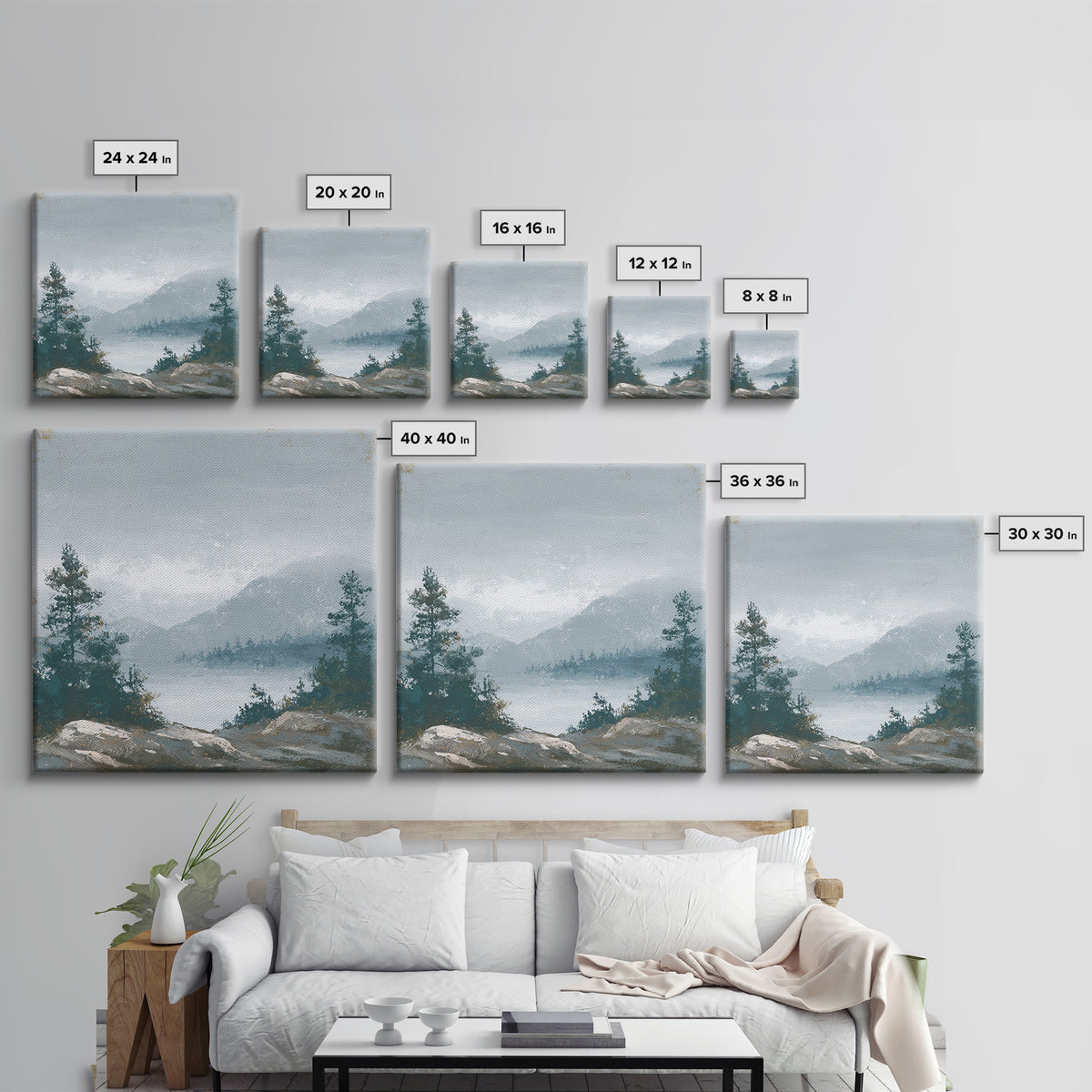 Rocky Scottish Highland Canvas Print, Landscape Art, Contemporary Art, Living Room Decor, Fine Art, Horizon, Original Art, LAN-1x1-89