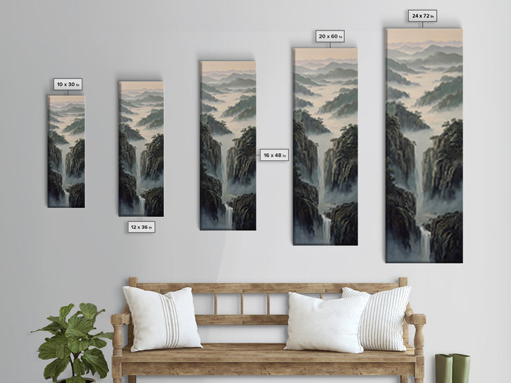 Tropical Jungle Waterfall Canvas Print, Landscape Art, Living Room Wall Art, Living Room Decor, Oil Painting, Horizon, LAN-1x3-100
