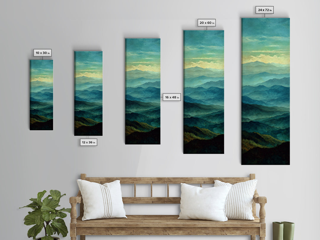 Rolling Green Hills Canvas Print, Landscape Art, Neutral Decor, Living Room Decor, Oil Painting, Horizon, Home Decor, LAN-1x3-18