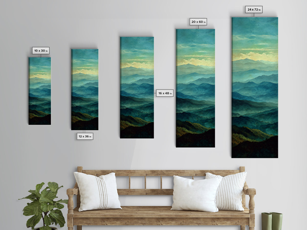 Rolling Green Hills Canvas Print, Landscape Art, Neutral Decor, Living Room Decor, Oil Painting, Horizon, Home Decor, LAN-1x3-18