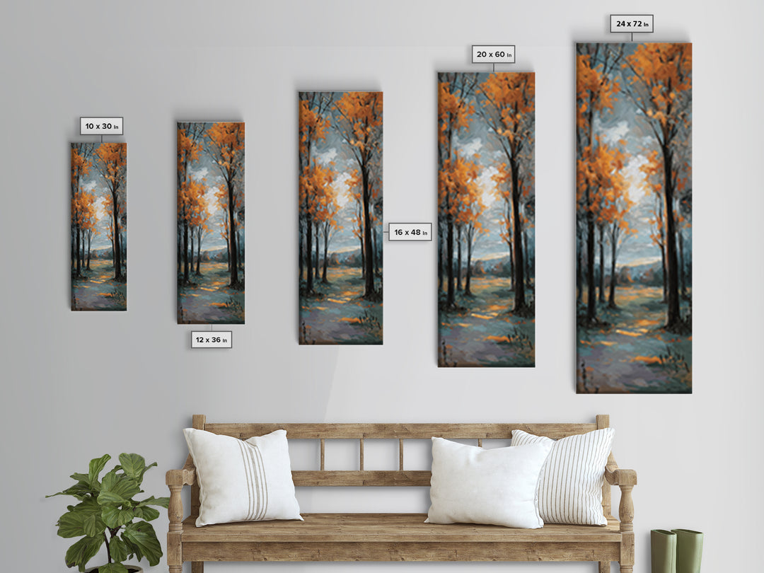 Autumn Forest Path Canvas Print, Landscape Art, Luxury Decor, Living Room Decor, Fine Art, Horizon, Digital Art, LAN-1x3-21