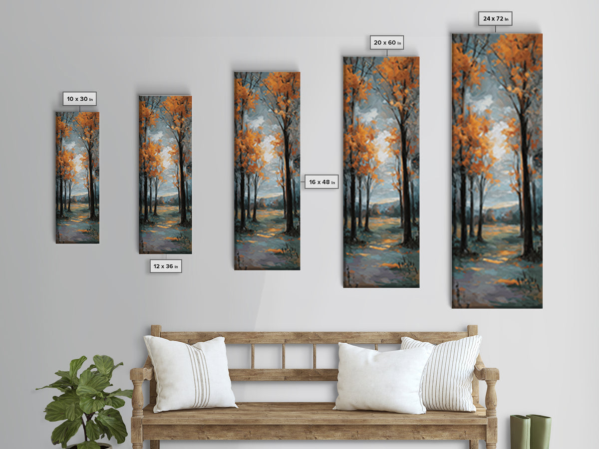 Autumn Forest Path Canvas Print, Landscape Art, Luxury Decor, Living Room Decor, Fine Art, Horizon, Digital Art, LAN-1x3-21