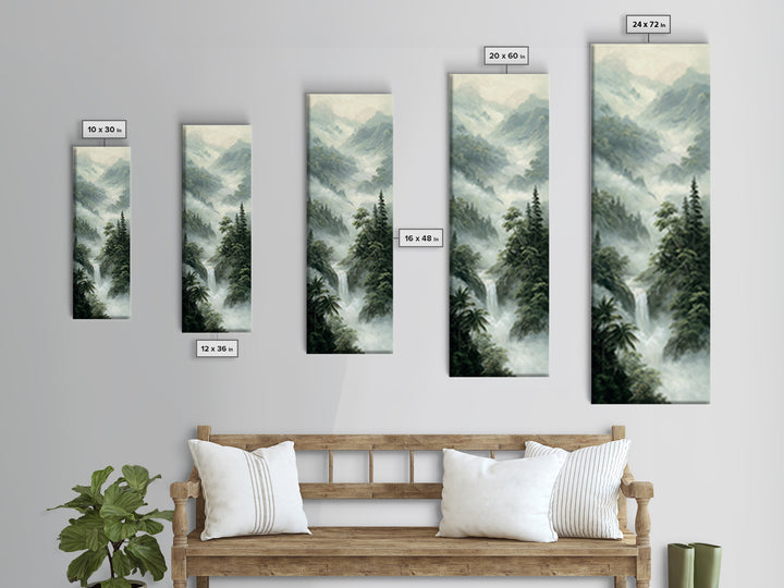 Tropical Jungle Waterfall Canvas Print, Landscape Art, Digital Prints, Living Room Decor, Fine Art, Horizon, Farmhouse Decor, LAN-1x3-28