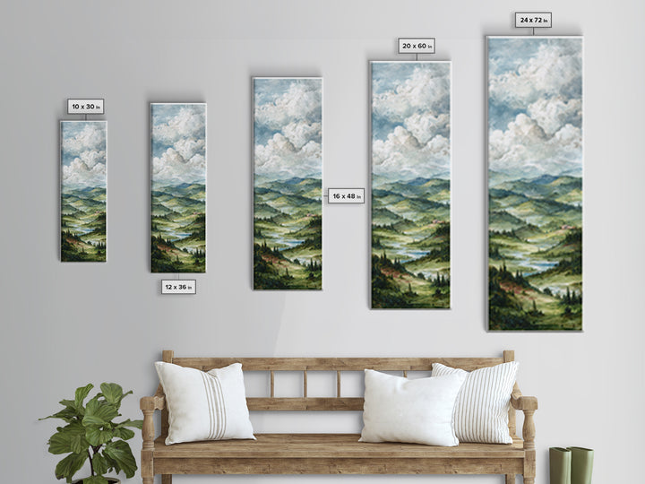 Rolling Green Hills Canvas Print, Landscape Art, Neutral Decor, Living Room Decor, Oil Painting, Horizon, Home Decor, LAN-1x3-42
