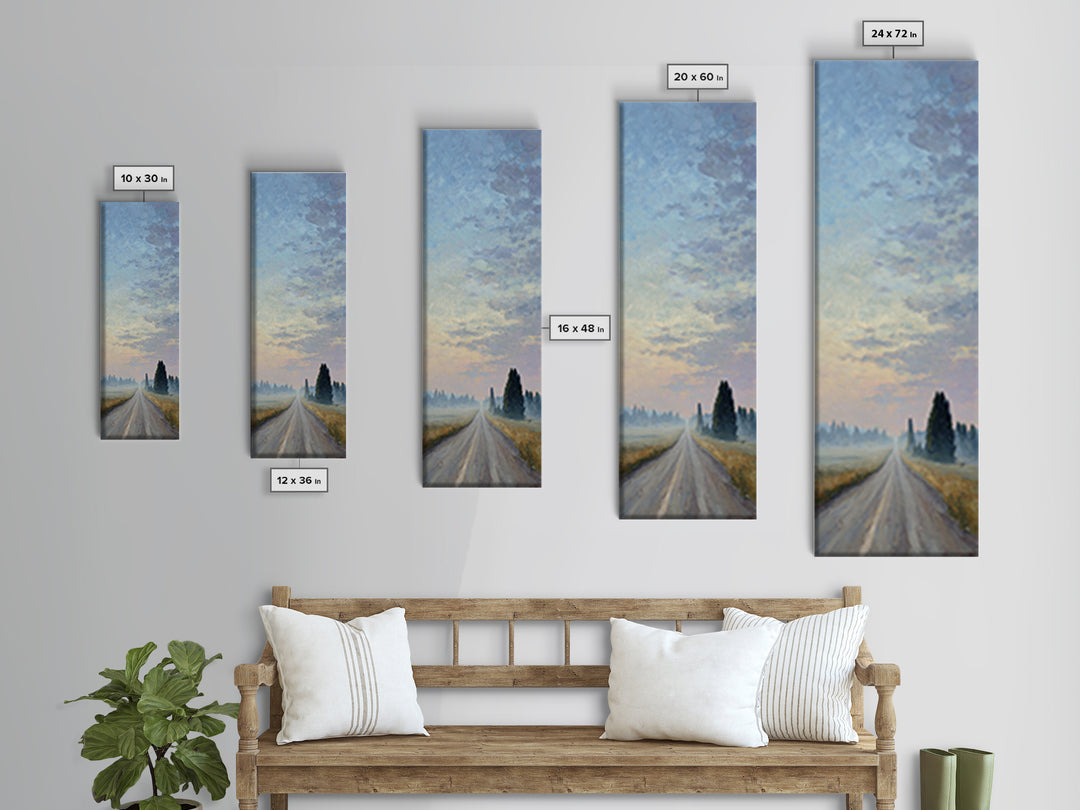 Old Country Road Canvas Print, Landscape Art, Farmhouse Decor, Living Room Decor, Fine Art, Horizon, Floral Wall Art, LAN-1x3-56