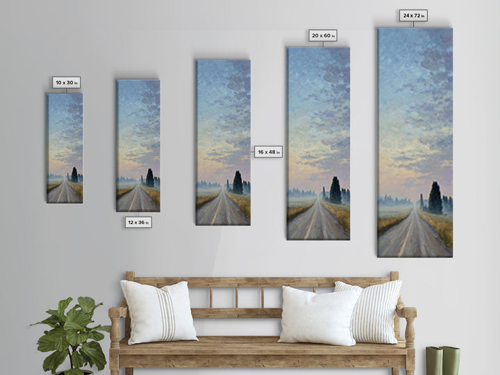 Old Country Road Canvas Print, Landscape Art, Farmhouse Decor, Living Room Decor, Fine Art, Horizon, Floral Wall Art, LAN-1x3-56