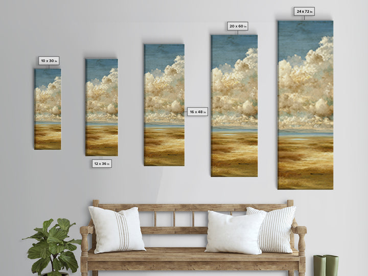 Golden Wheat Field Beneath Huge Clouds Canvas Print, Landscape Art, Original Art, Living Room Decor, Fine Art, Horizon, LAN-1x3-60