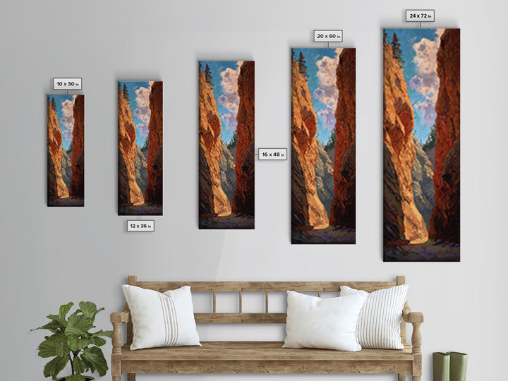 Red Canyon Walls Canvas Print, Landscape Art, Art Prints, Living Room Decor, Horizon, Abstract Wall Art, Boho Wall Art, LAN-1x3-65
