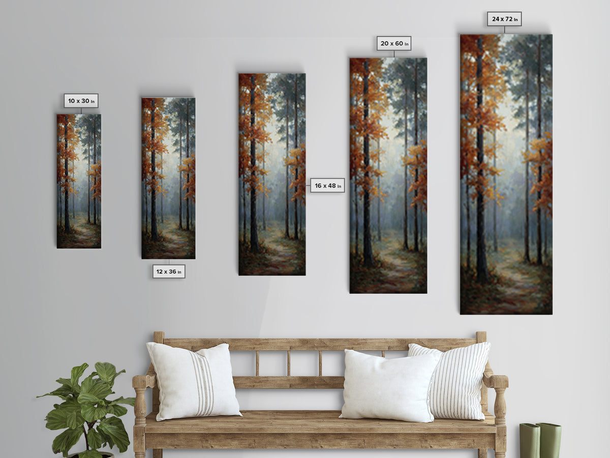 Autumn Forest Path Framed Canvas Print, Landscape Art, Wall Art, Living Room Decor, Fine Art, Horizon, Framed Wall Art, LAN-1x3-69