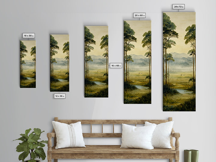 Misty Cypress Swamp Canvas Print, Landscape Art, Boho Decor, Living Room Decor, Fine Art, Horizon, Art Prints, Digital Art, LAN-1x3-82