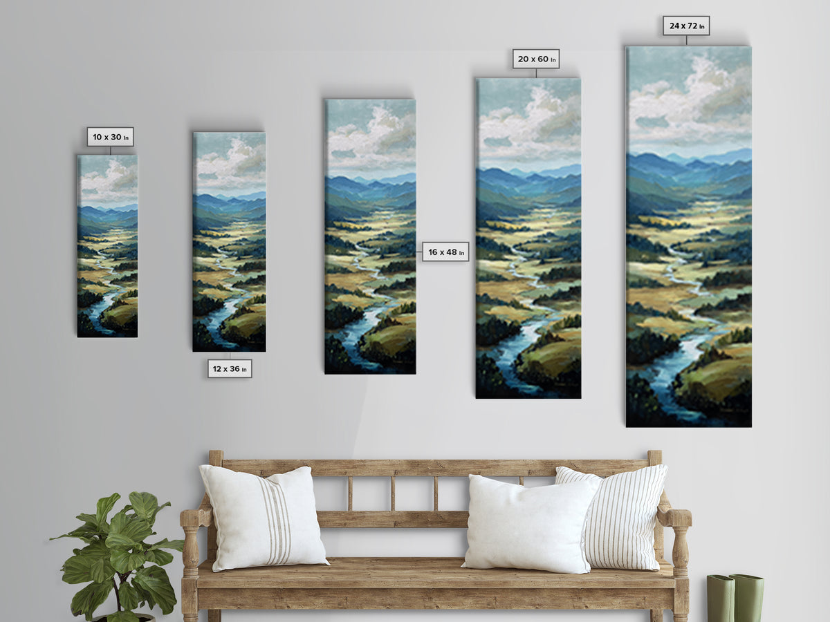Rolling Green Hills Canvas Print, Landscape Art, Wall Art, Living Room Decor, Fine Art, Horizon, Framed Wall Art, Abstract Art, LAN-1x3-90
