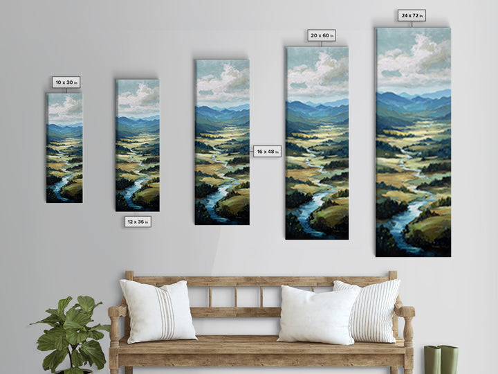 Rolling Green Hills Canvas Print, Landscape Art, Wall Art, Living Room Decor, Fine Art, Horizon, Framed Wall Art, Abstract Art, LAN-1x3-90