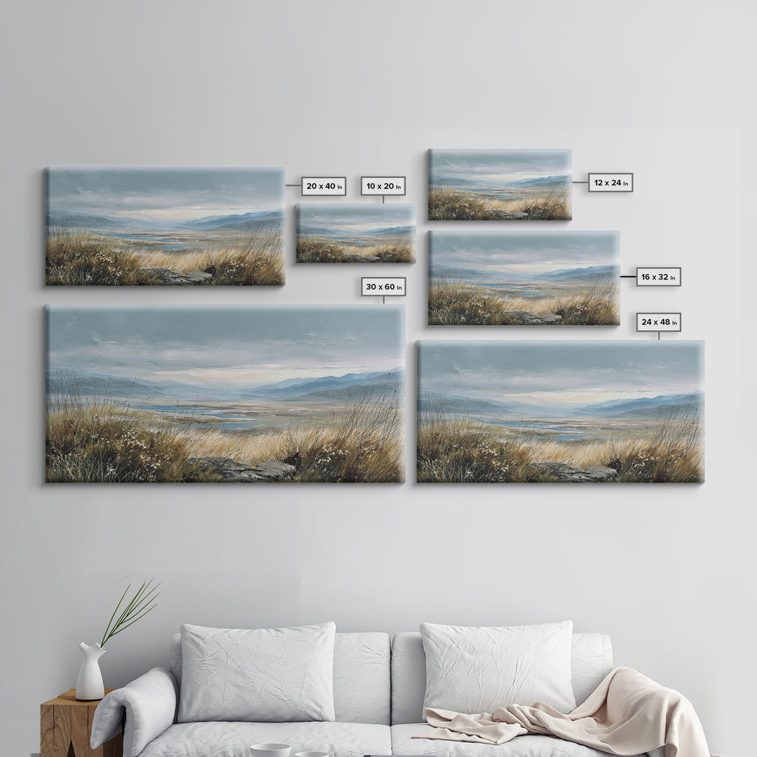 Rocky Scottish Highland Framed Canvas Print, Landscape Art, Art Prints, Living Room Decor, Fine Art, Horizon, Abstract Wall Art, LAN-2x1-13