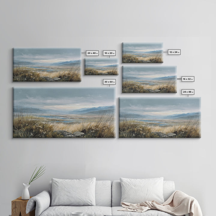 Rocky Scottish Highland Framed Canvas Print, Landscape Art, Art Prints, Living Room Decor, Fine Art, Horizon, Abstract Wall Art, LAN-2x1-13