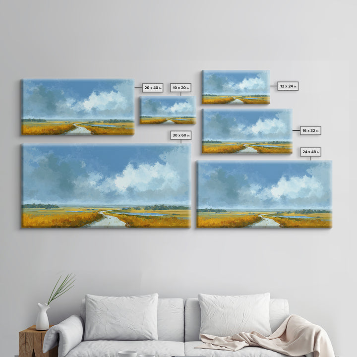 Old Country Road Framed Canvas Print, Landscape Art, Fine Art Print, Living Room Decor, Fine Art, Horizon, Digital Prints, LAN-2x1-16