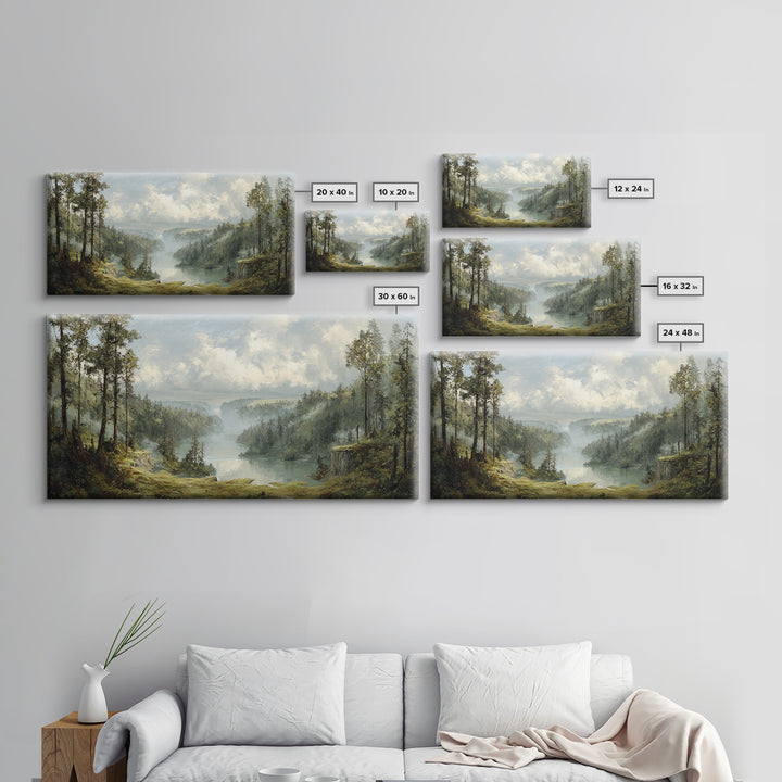 Waterfall Hidden in Dense Forest Canvas Print, Landscape Art, Wall Art, Living Room Decor, Fine Art, Horizon, Framed Wall Art, LAN-2x1-32