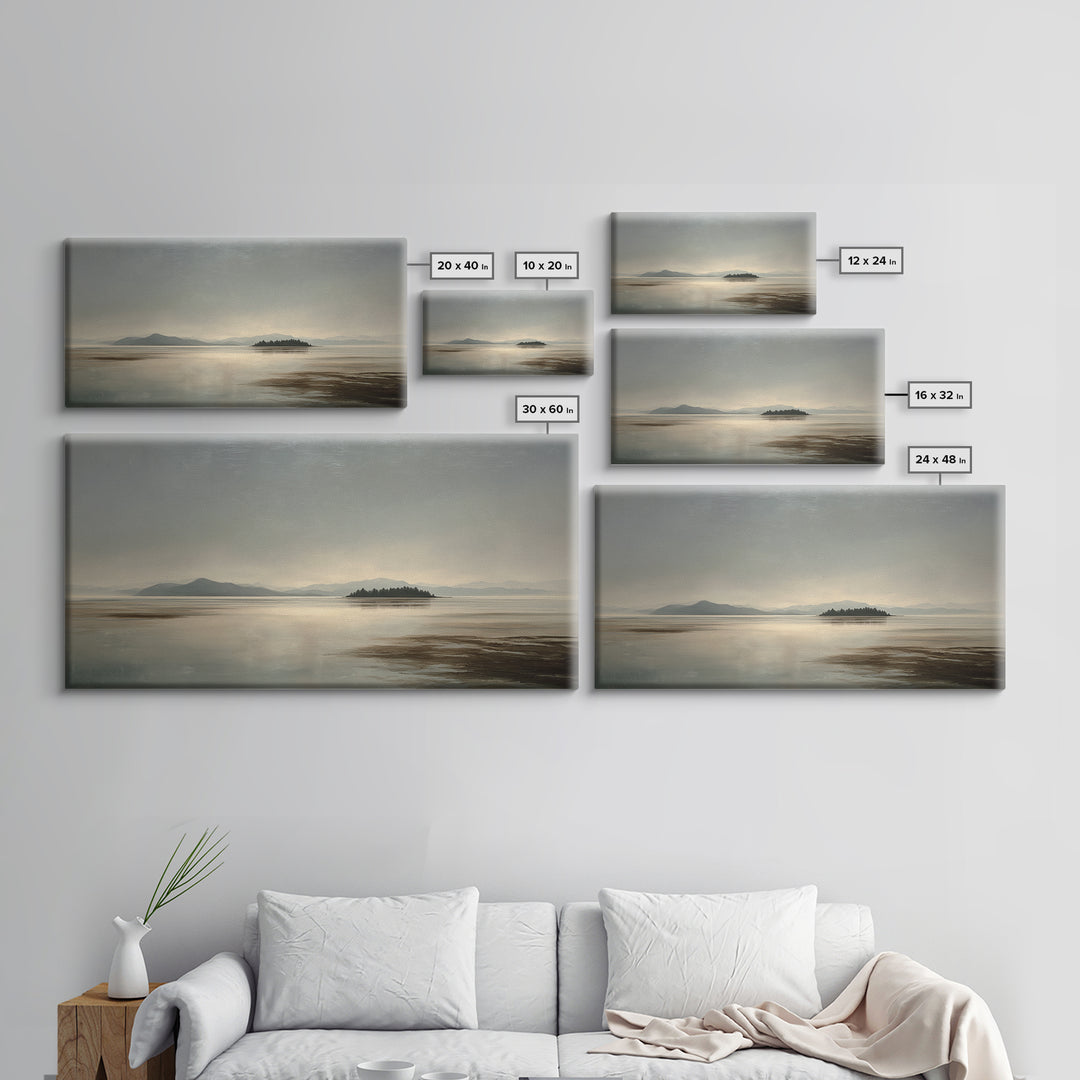 Volcanic Black Beach Framed Canvas Print, Landscape Art, Contemporary Art, Living Room Decor, Fine Art, Horizon, Original Art, LAN-2x1-34