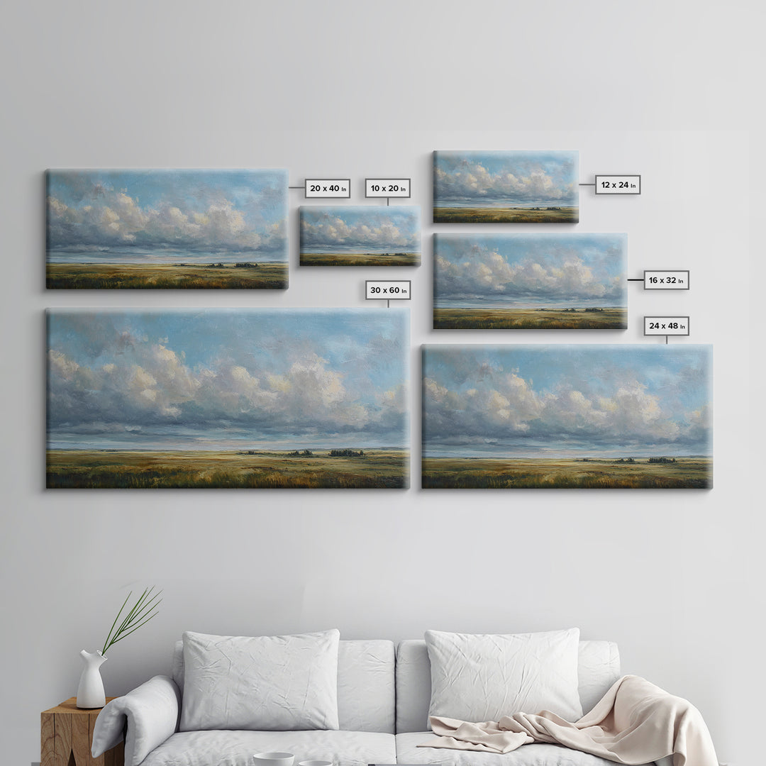 Storm Clouds over an Open Prairie Canvas Print, Landscape Art, Digital Print, Living Room Decor, Horizon, Living Room Wall Art, LAN-2x1-47