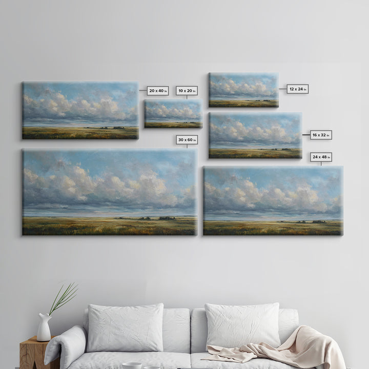 Storm Clouds over an Open Prairie Canvas Print, Landscape Art, Digital Print, Living Room Decor, Horizon, Living Room Wall Art, LAN-2x1-47