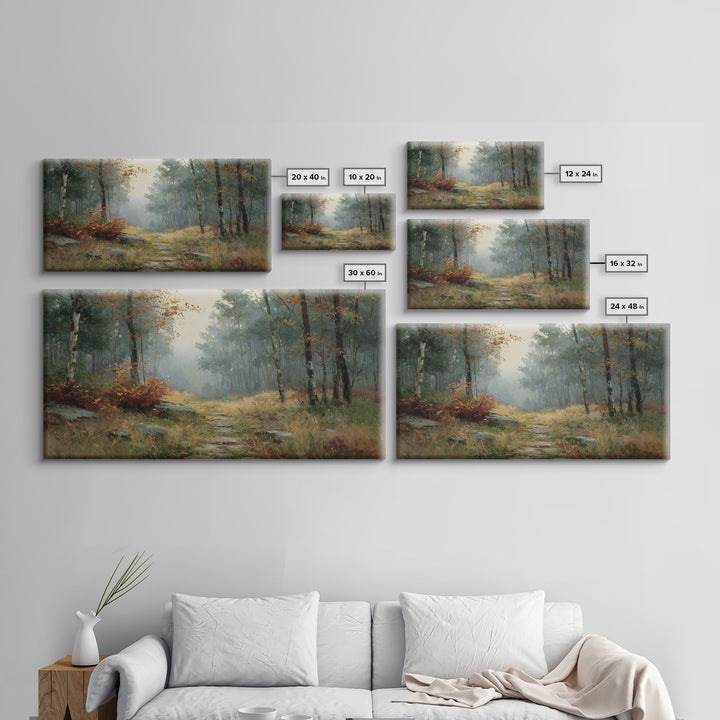 Autumn Forest Path Canvas Print, Landscape Art, Digital Print, Living Room Decor, Fine Art, Horizon, Living Room Wall Art, LAN-2x1-53
