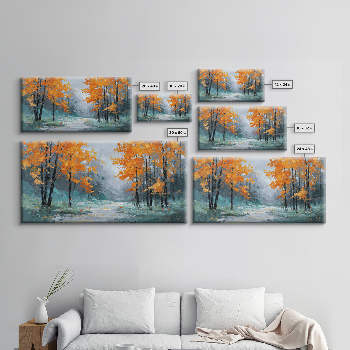 Autumn Forest Path Canvas Print, Landscape Art, Digital Print, Living Room Decor, Fine Art, Horizon, Living Room Wall Art, LAN-2x1-77