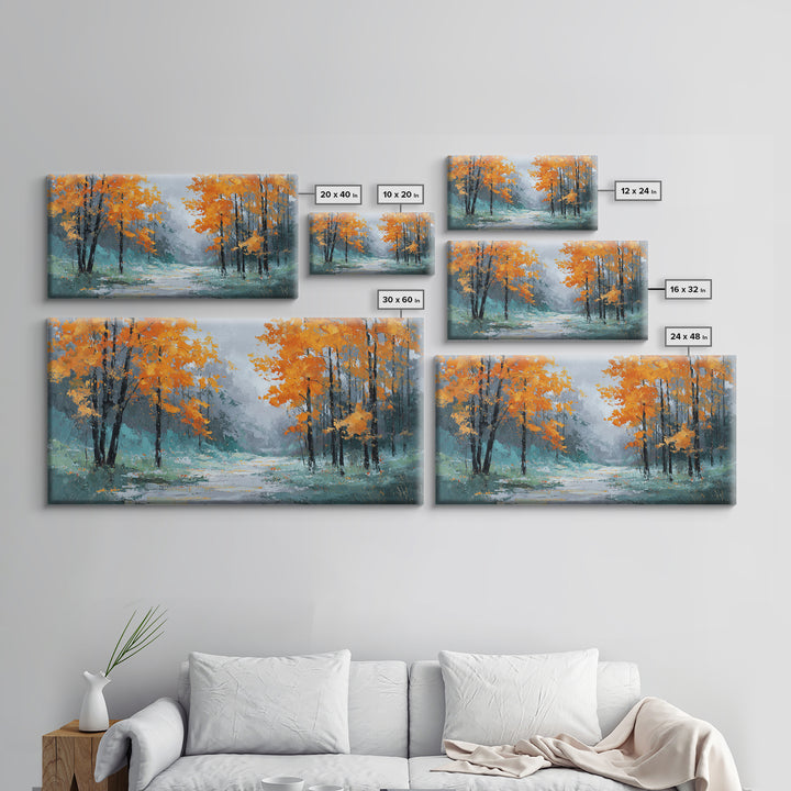 Autumn Forest Path Canvas Print, Landscape Art, Digital Print, Living Room Decor, Fine Art, Horizon, Living Room Wall Art, LAN-2x1-77