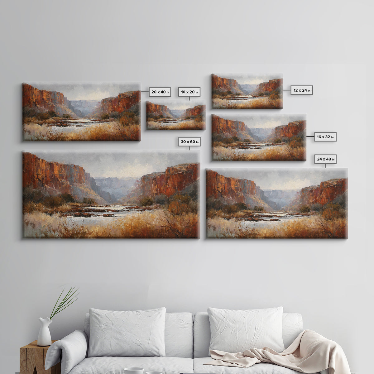Red Canyon Walls Framed Canvas Print, Landscape Art, Boho Wall Art, Living Room Decor, Fine Art, Horizon, Neutral Decor, LAN-2x1-97