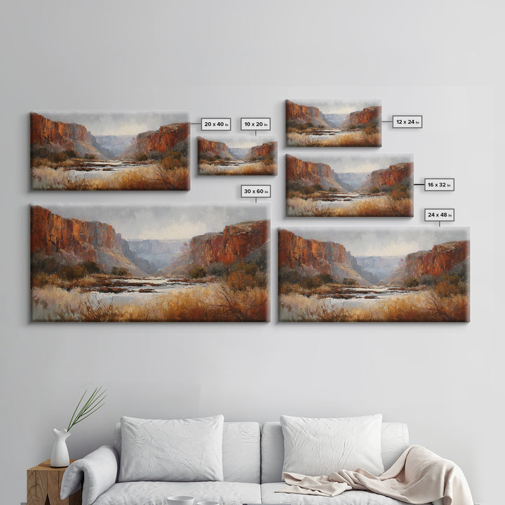 Red Canyon Walls Framed Canvas Print, Landscape Art, Boho Wall Art, Living Room Decor, Fine Art, Horizon, Neutral Decor, LAN-2x1-97