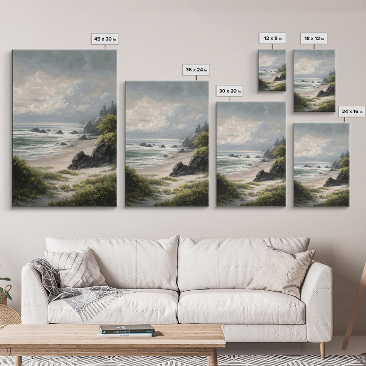 Volcanic Black Beach Framed Canvas Print, Landscape Art, Wall Decor, Living Room Decor, Fine Art, Horizon, Digital Print, LAN-2x3-22