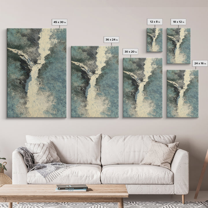 Tropical Jungle Waterfall Framed Canvas Print, Landscape Art, Modern Decor, Living Room Decor, Fine Art, Horizon, Wall Decor, LAN-2x3-24