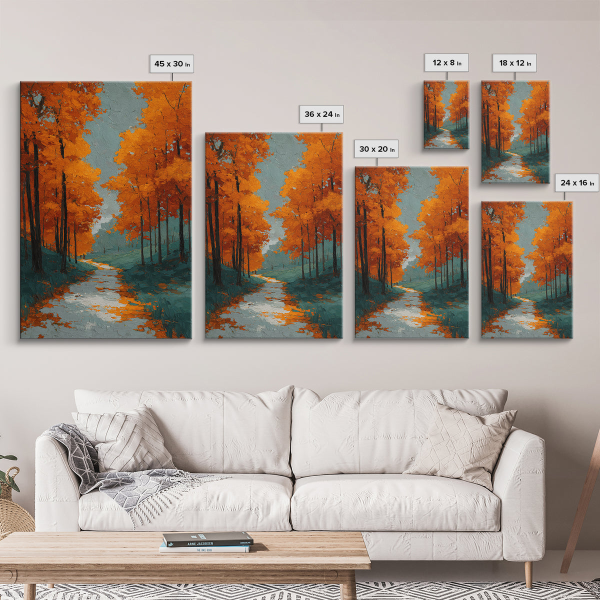 Autumn Forest Path Canvas Print, Landscape Art, Living Room Decor, Oil Painting, Horizon, Modern Art, Gallery Decor, LAN-2x3-65